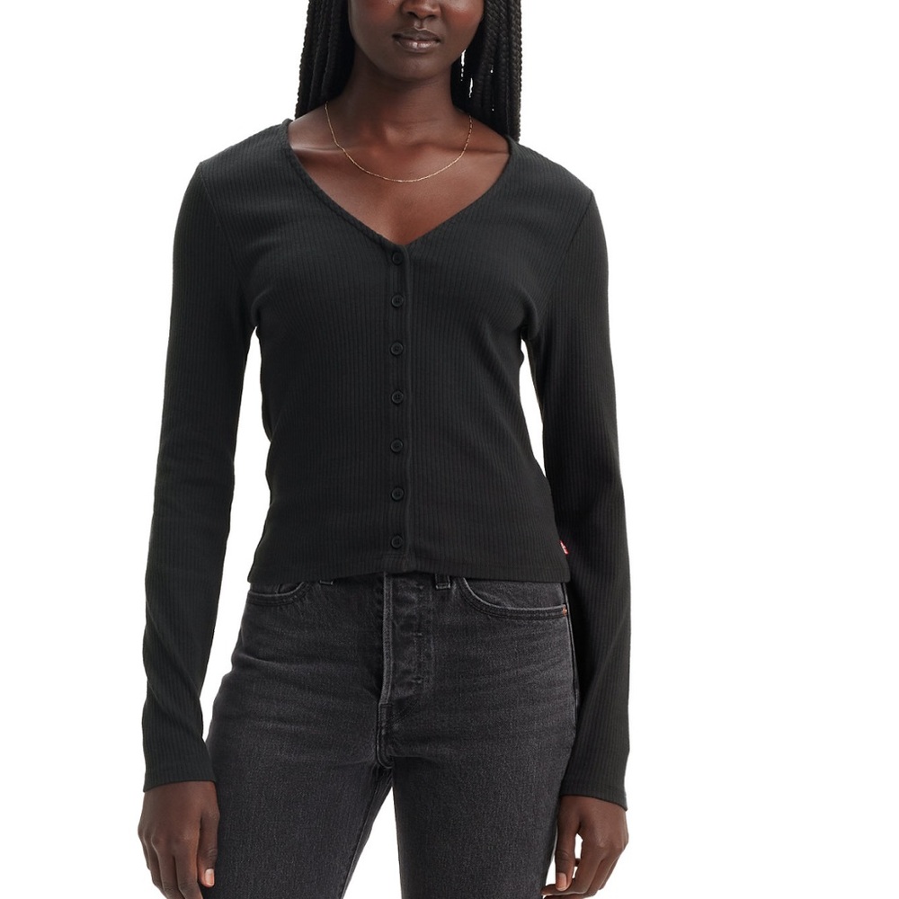Levi’s Women's Muse Ribbed Long-Sleeve Button-Up Top